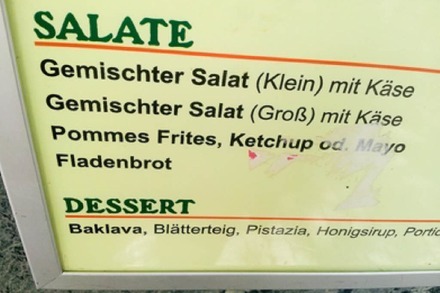 Was machen die Pommes auf der Salat-Karte?