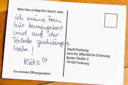 "Mein Herz schlägt fürs Kiez57": 340 Postkarten an das Ordnungsamt