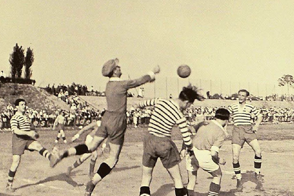 Teil der Ausstellung: Der Verein Hokoah Berlin gegen die Auswahlmannschaft des tschechischen Makkabiverbandes am  3. Juni 1934 (Foto: Ingo Schneider)