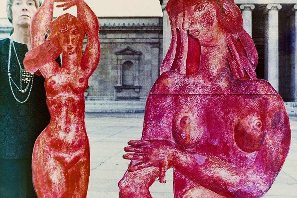 Priska von Martin 1967 mit &amp;#8222;Roten Mädchen&amp;#8220; vor der Glyptothek auf dem  Münchner Königsplatz (Foto: Bernhard Dörries © SOS-Kinderdorf e. V. als Rechtsnachfolger im Nachlass)
